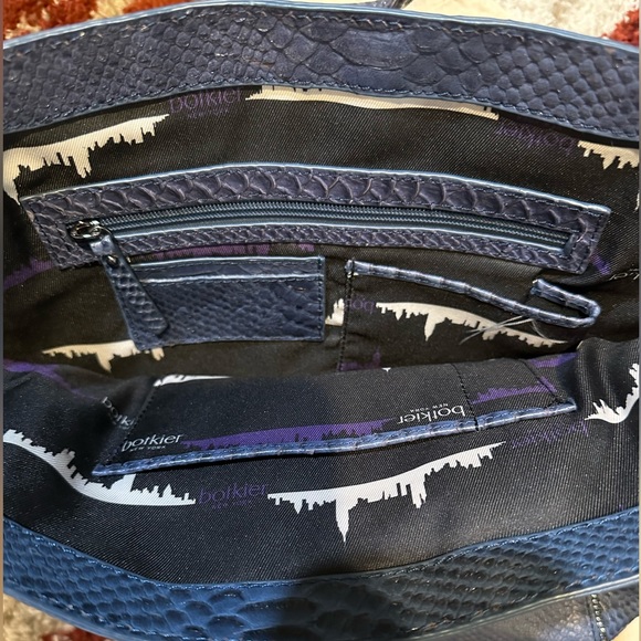 Botkier Leather SoHo Blue Python Embossed Tote with Dustbag - Picture 4 of 6